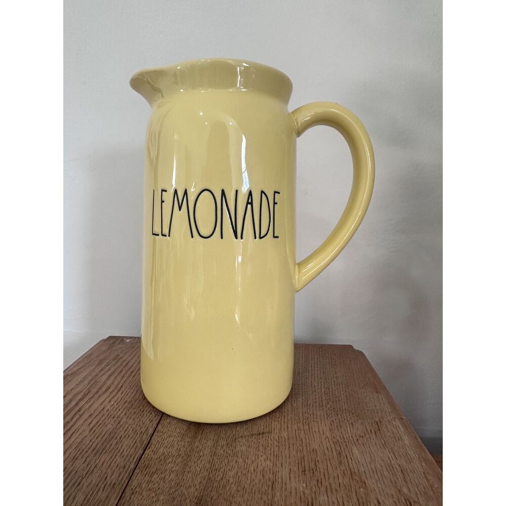 Rae Dunn LEMONADE Yellow Ceramic Pitcher Farmhouse Summer Lemon Decor